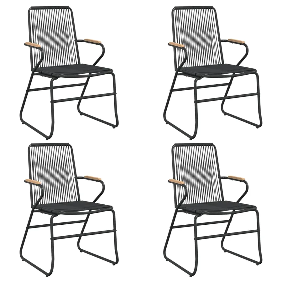 Ensemble à manger de jardin 5 pcs Noir Rotin PVC - 4