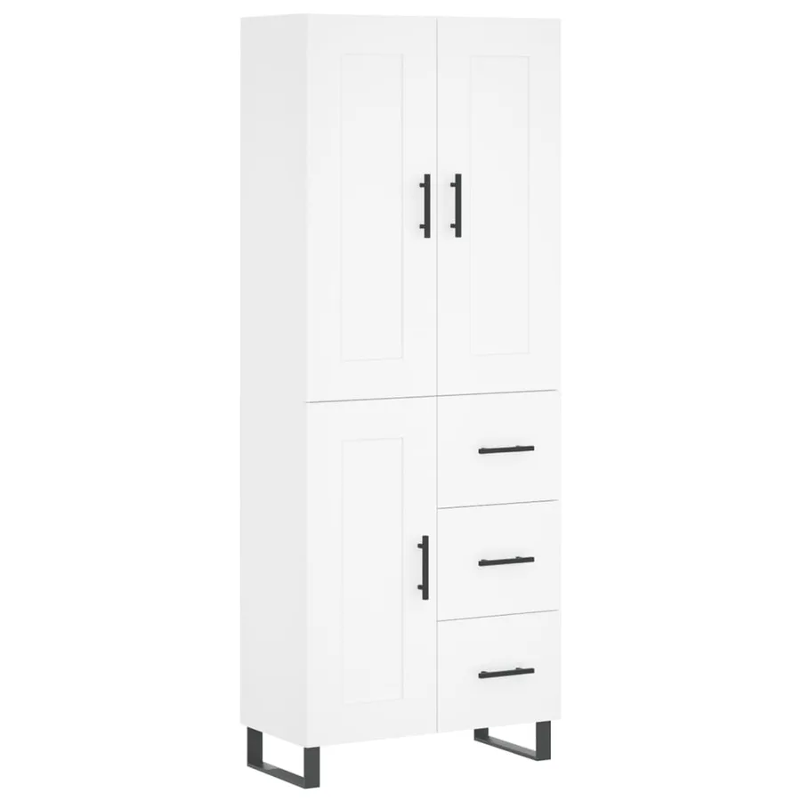 Buffet haut Blanc 69,5x34x180 cm Bois d'ingénierie - 2