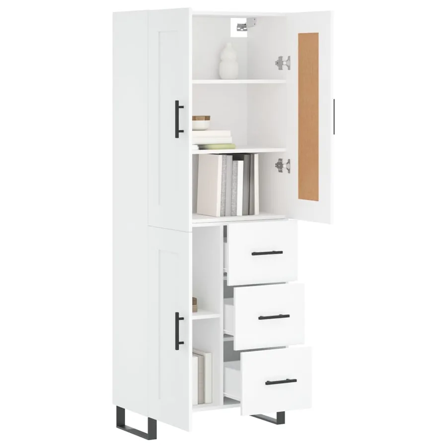 Buffet haut Blanc 69,5x34x180 cm Bois d'ingénierie - 3