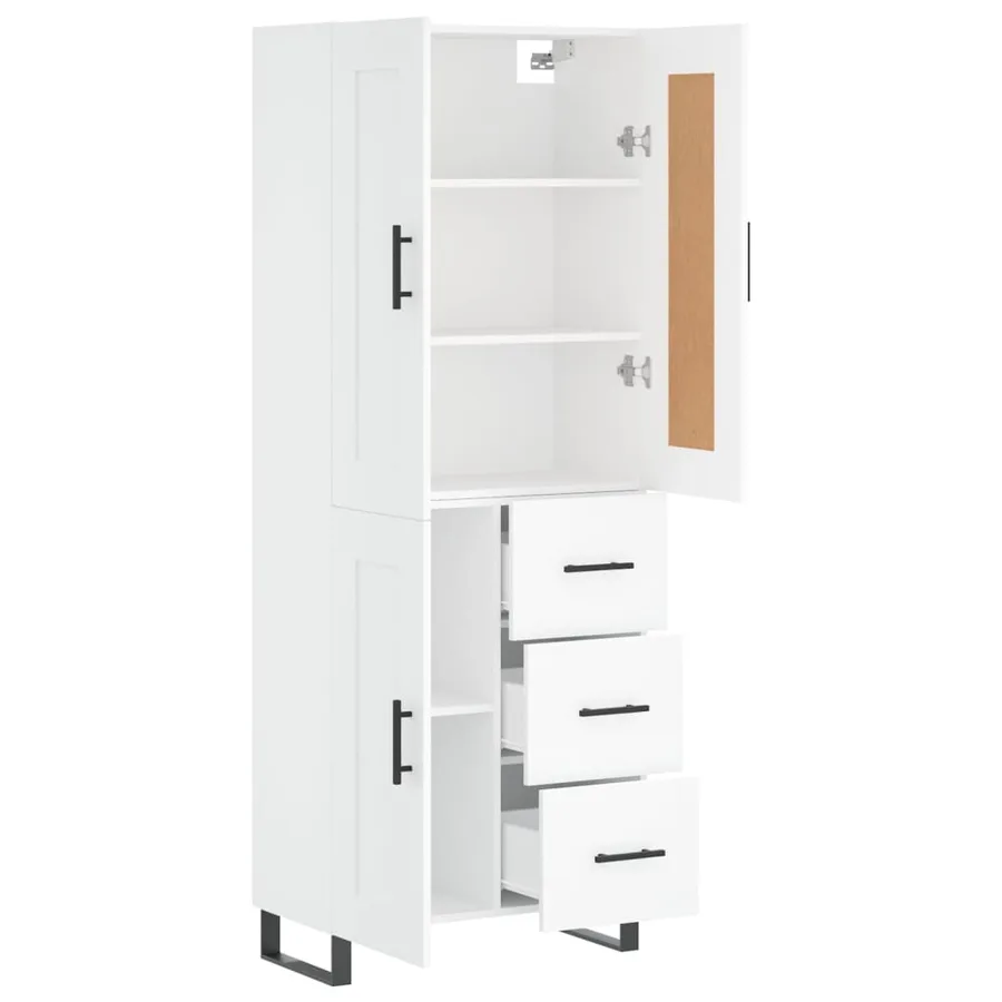 Buffet haut Blanc 69,5x34x180 cm Bois d'ingénierie - 4