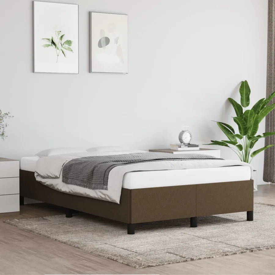 Cadre de lit sans matelas marron foncé 120x200 cm tissu