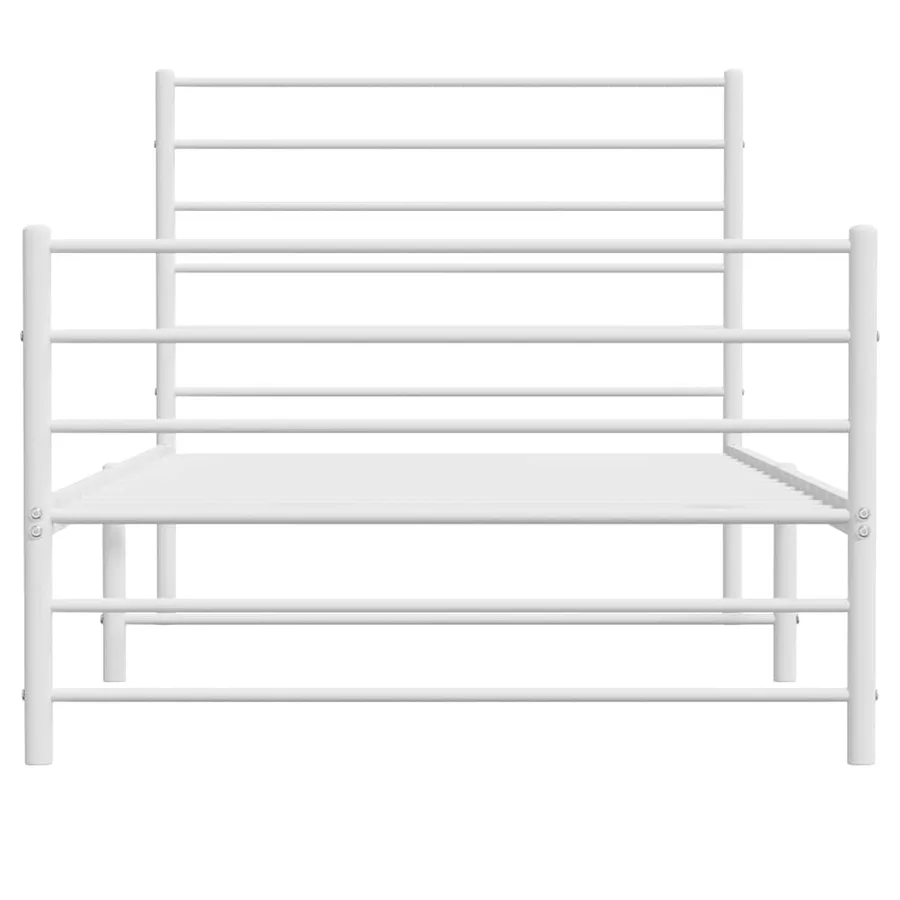 Cadre de lit métal sans matelas et pied de lit blanc 100x190 cm - 6