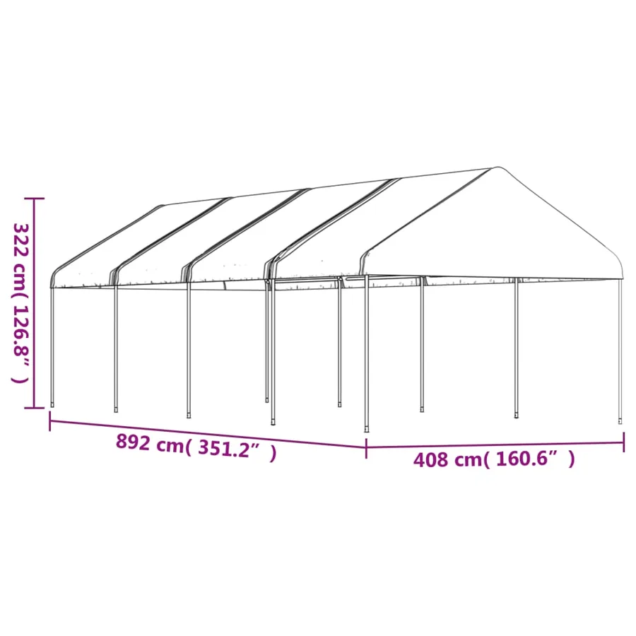 Belvédère avec toit blanc 8,92x4,08x3,22 m polyéthylène - 5