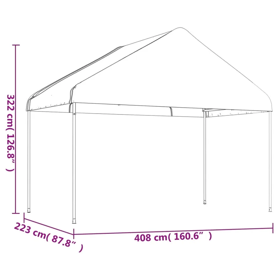 Belvédère avec toit blanc 8,92x4,08x3,22 m polyéthylène - 6