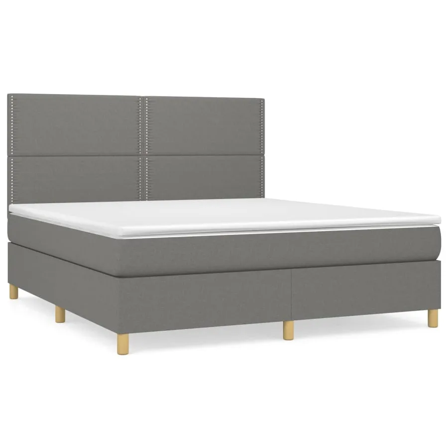 Sommier à lattes de lit avec matelas Gris foncé 180x200cm Tissu - 2