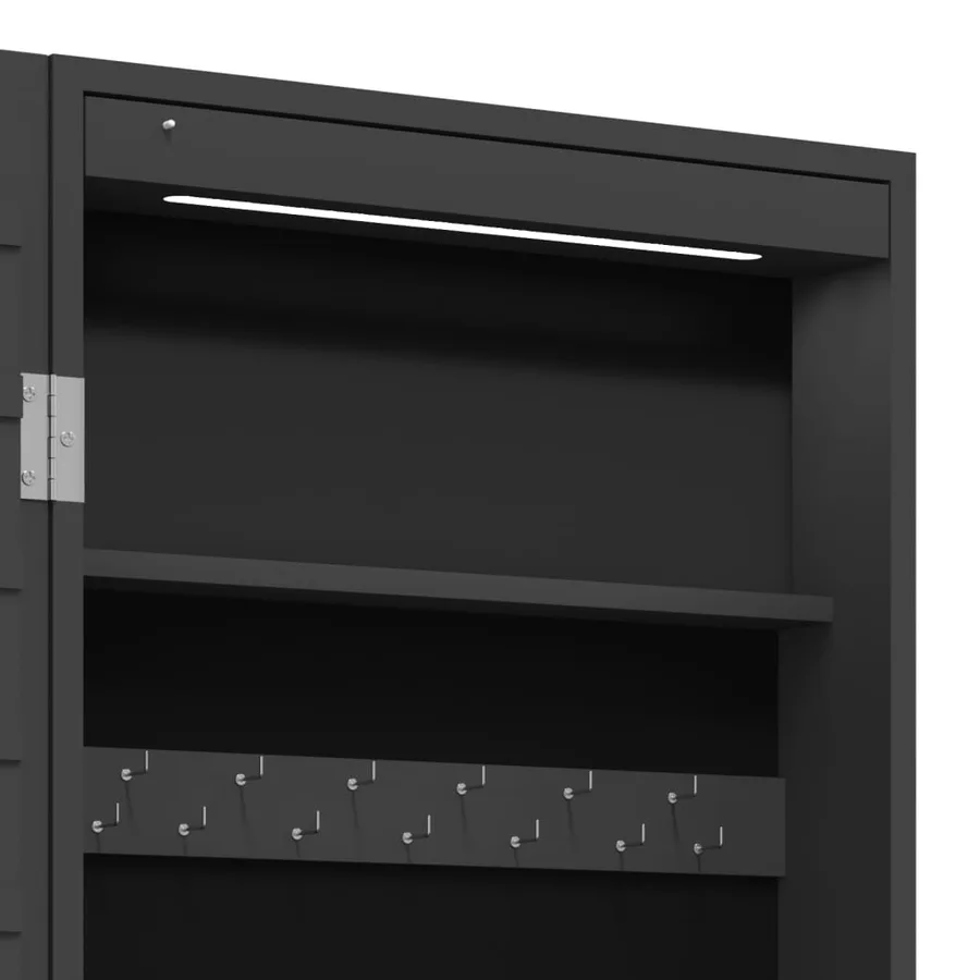 Armoire à bijoux avec miroir et éclairage LED mural noir - 11