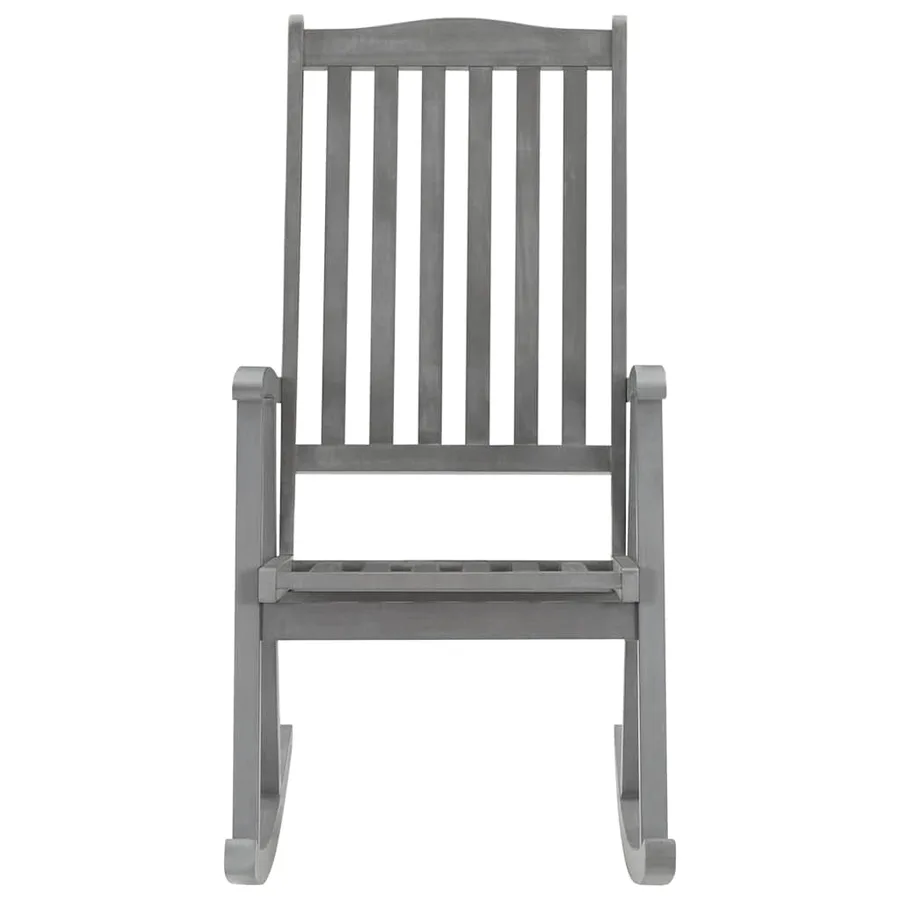 Chaise à bascule gris bois d'acacia massif - 2