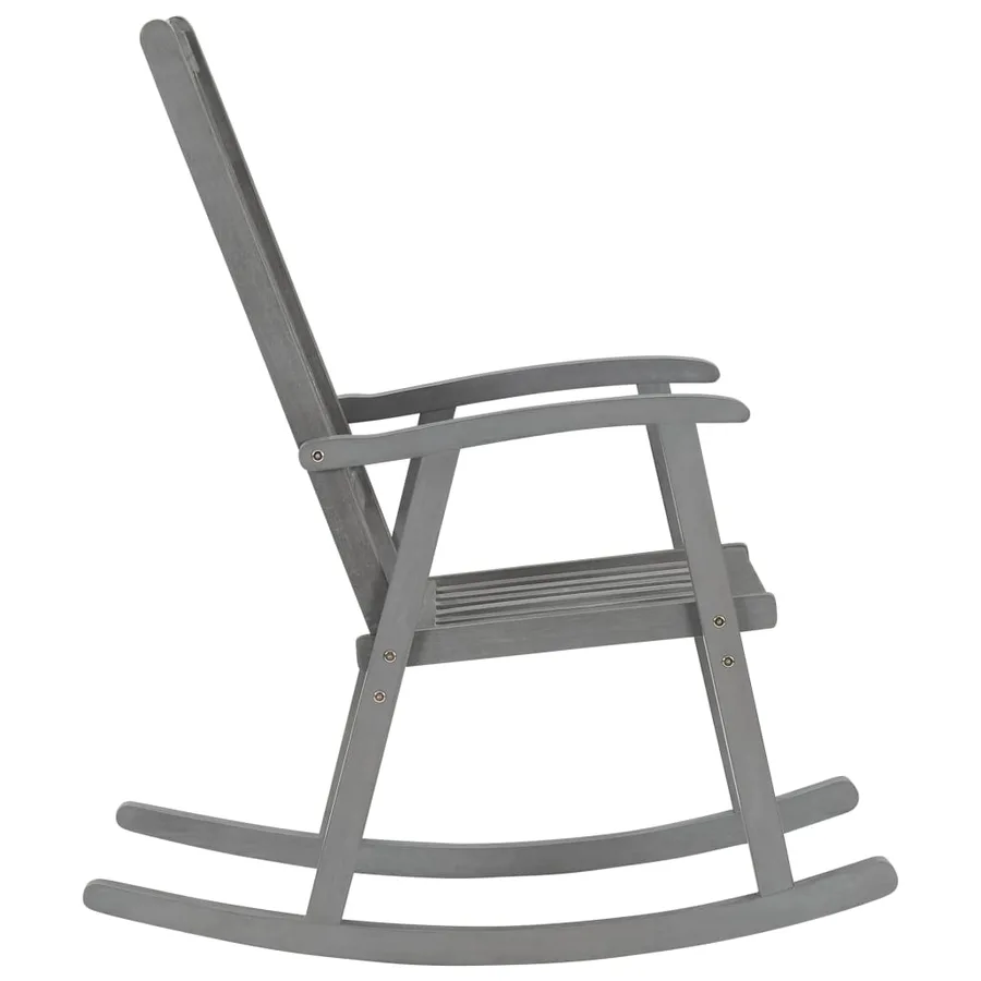 Chaise à bascule gris bois d'acacia massif - 3