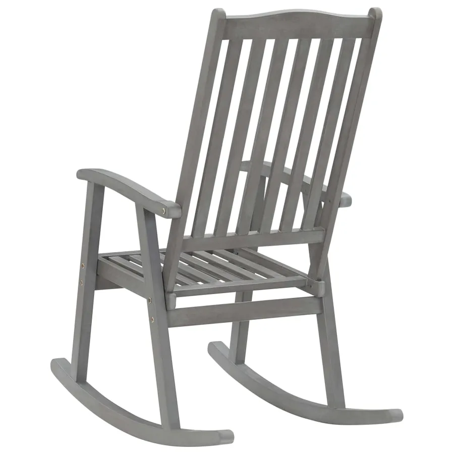 Chaise à bascule gris bois d'acacia massif - 4