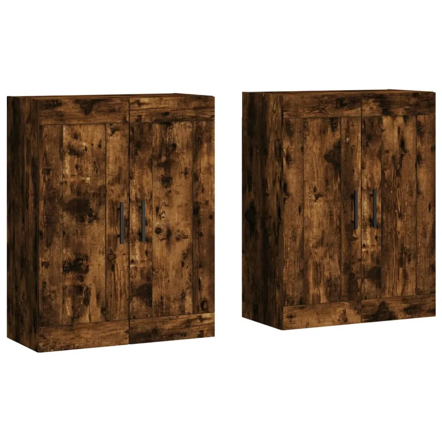 Armoires murales 2 pcs chêne fumé bois d'ingénierie - 2