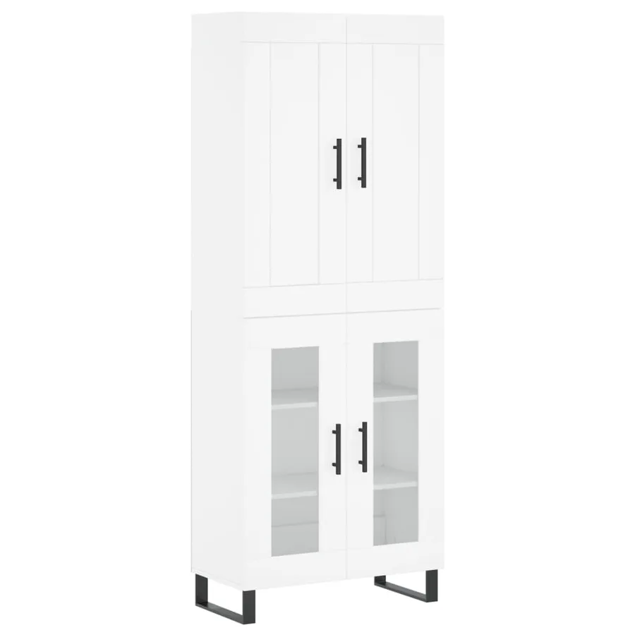 Buffet haut Blanc 69,5x34x180 cm Bois d'ingénierie - 2