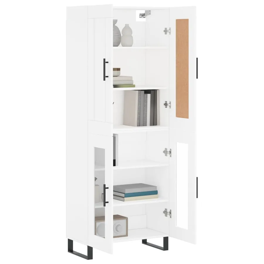 Buffet haut Blanc 69,5x34x180 cm Bois d'ingénierie - 3