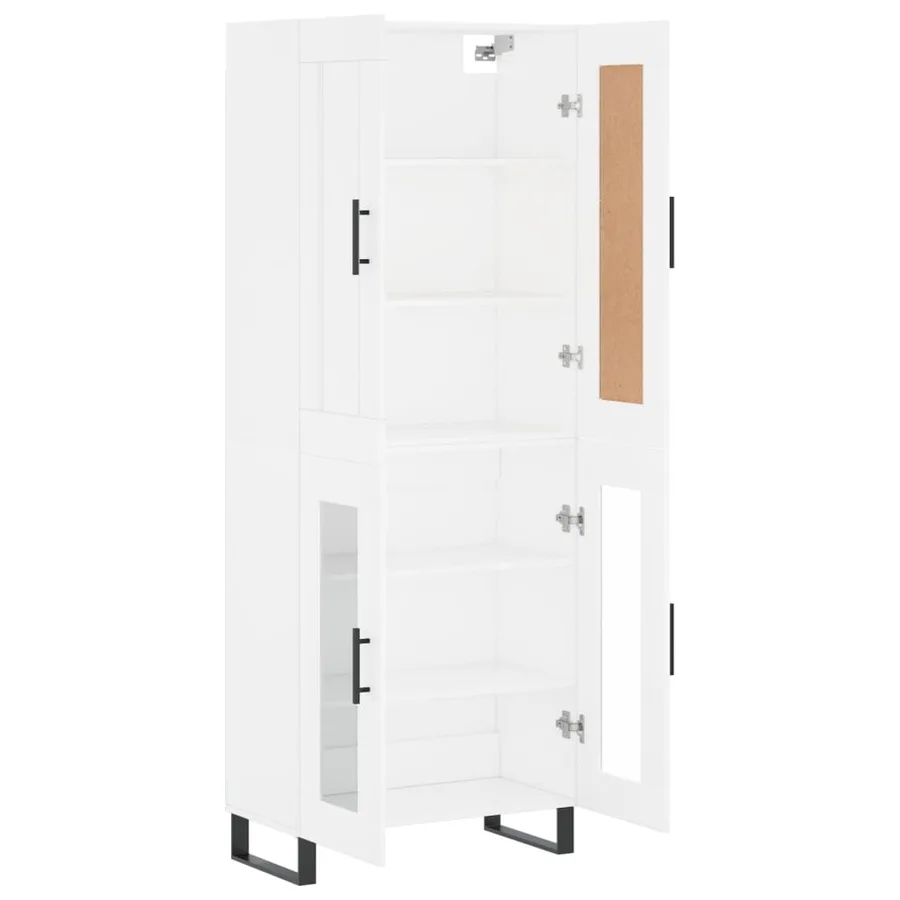 Buffet haut Blanc 69,5x34x180 cm Bois d'ingénierie - 4