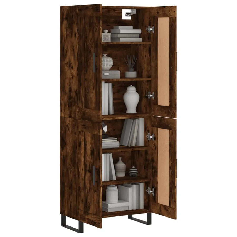 Buffet haut Chêne fumé 69,5x34x180 cm Bois d'ingénierie - 3