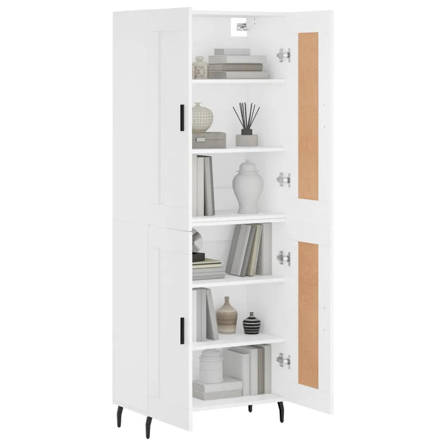Buffet haut Blanc 69,5x34x180 cm Bois d'ingénierie - 3