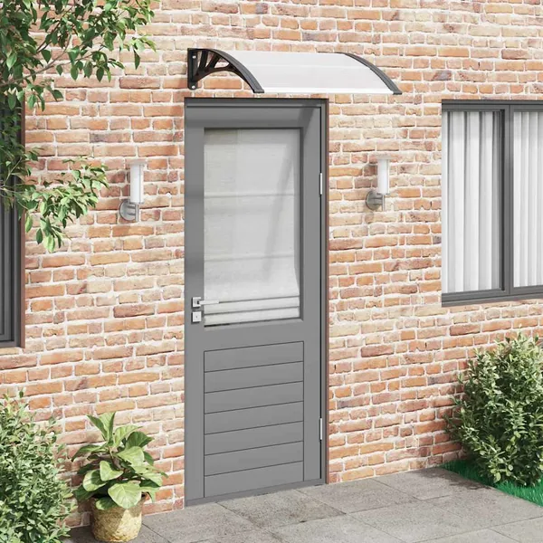Auvent de porte Noir et transparent 200x75 cm PC