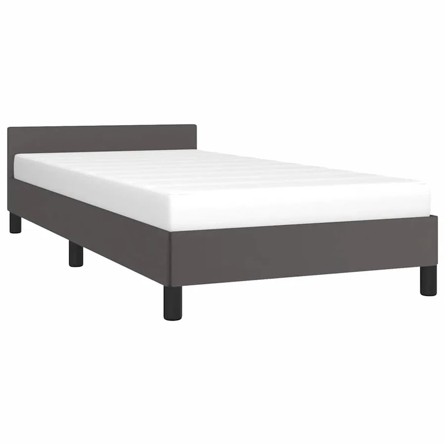 Cadre de lit avec tête de lit sans matelas gris 100x200 cm - 3