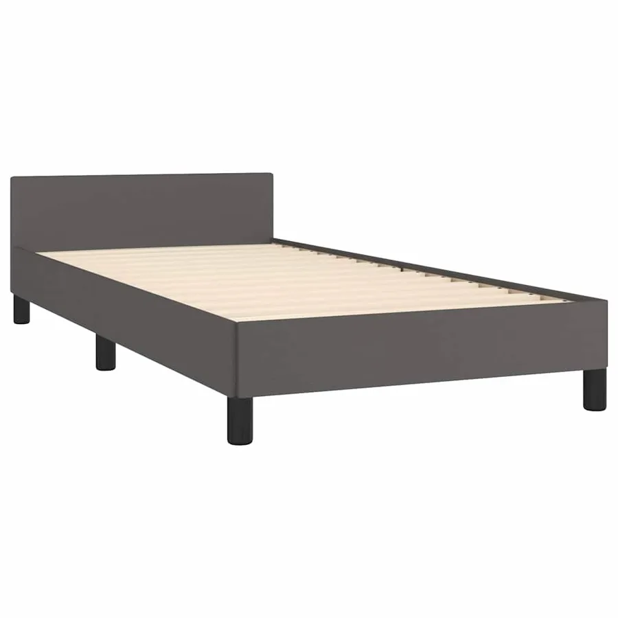 Cadre de lit avec tête de lit sans matelas gris 100x200 cm - 4