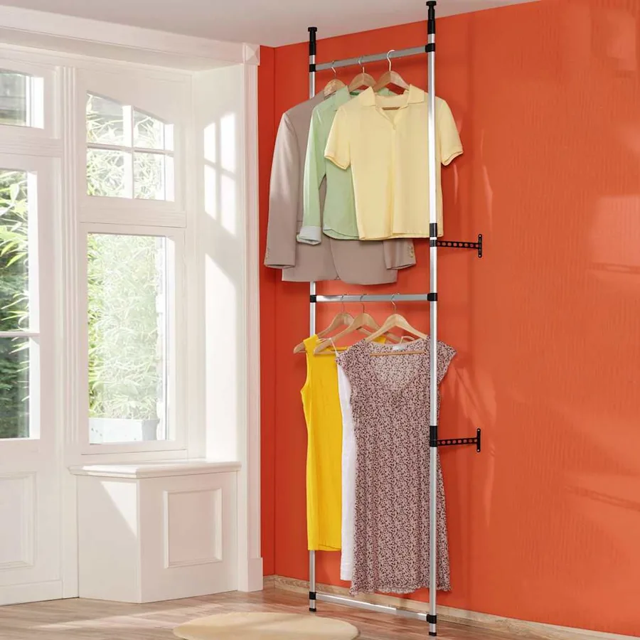 Système de garde-robe télescopique barres et étagère Aluminium - 4