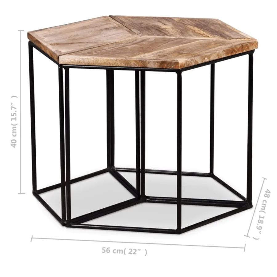 Table basse Bois de manguier massif 56x48x40 cm - 16