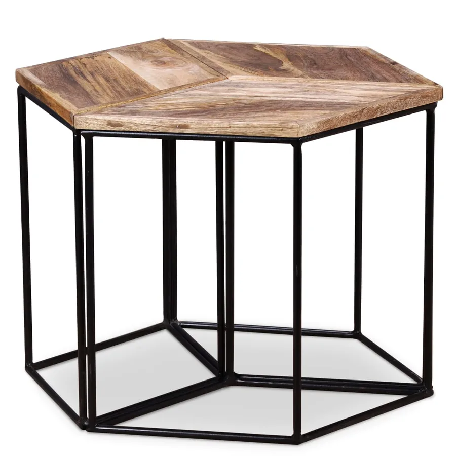Table basse Bois de manguier massif 56x48x40 cm - 4