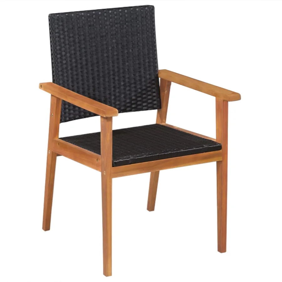 Ensemble à manger d'extérieur 5 pcs Résine tressée Noir marron - 4