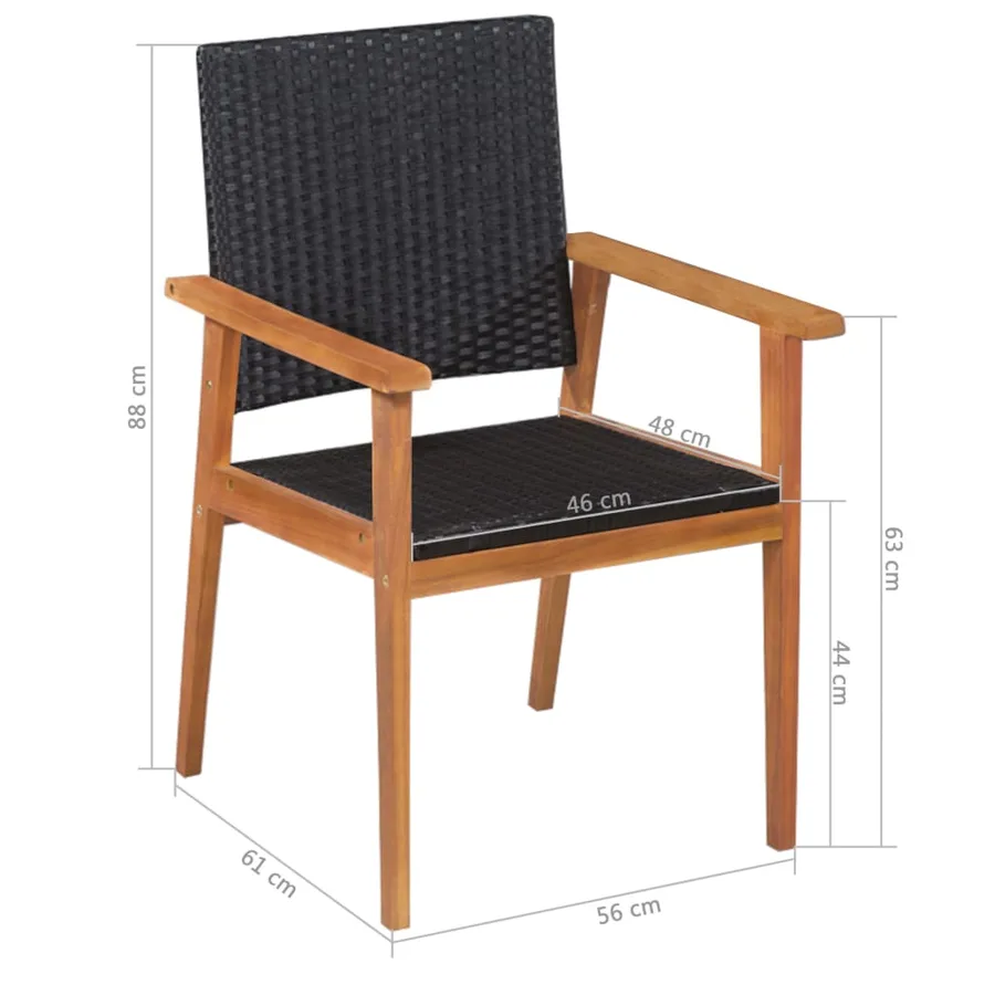 Ensemble à manger d'extérieur 5 pcs Résine tressée Noir marron - 7