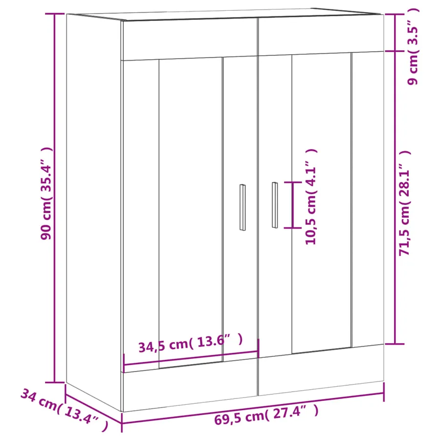 Armoire murale blanc 69,5x34x90 cm bois d'ingénierie - 13