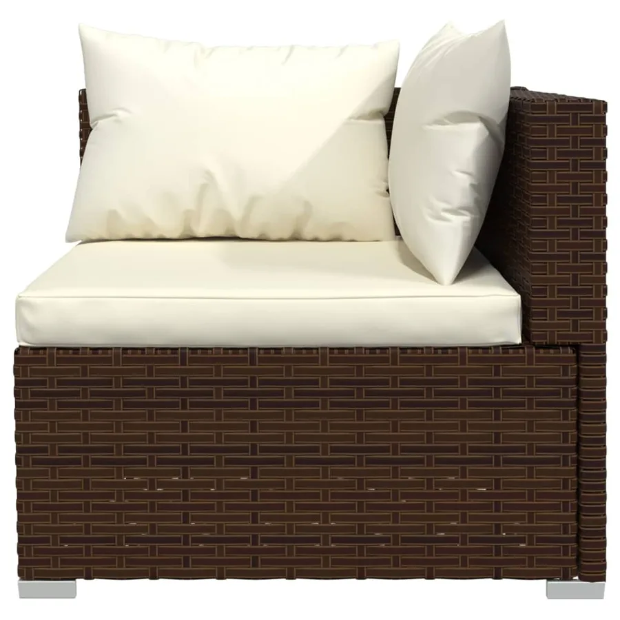 Salon de jardin 6 pcs avec coussins Résine tressée Marron - 3