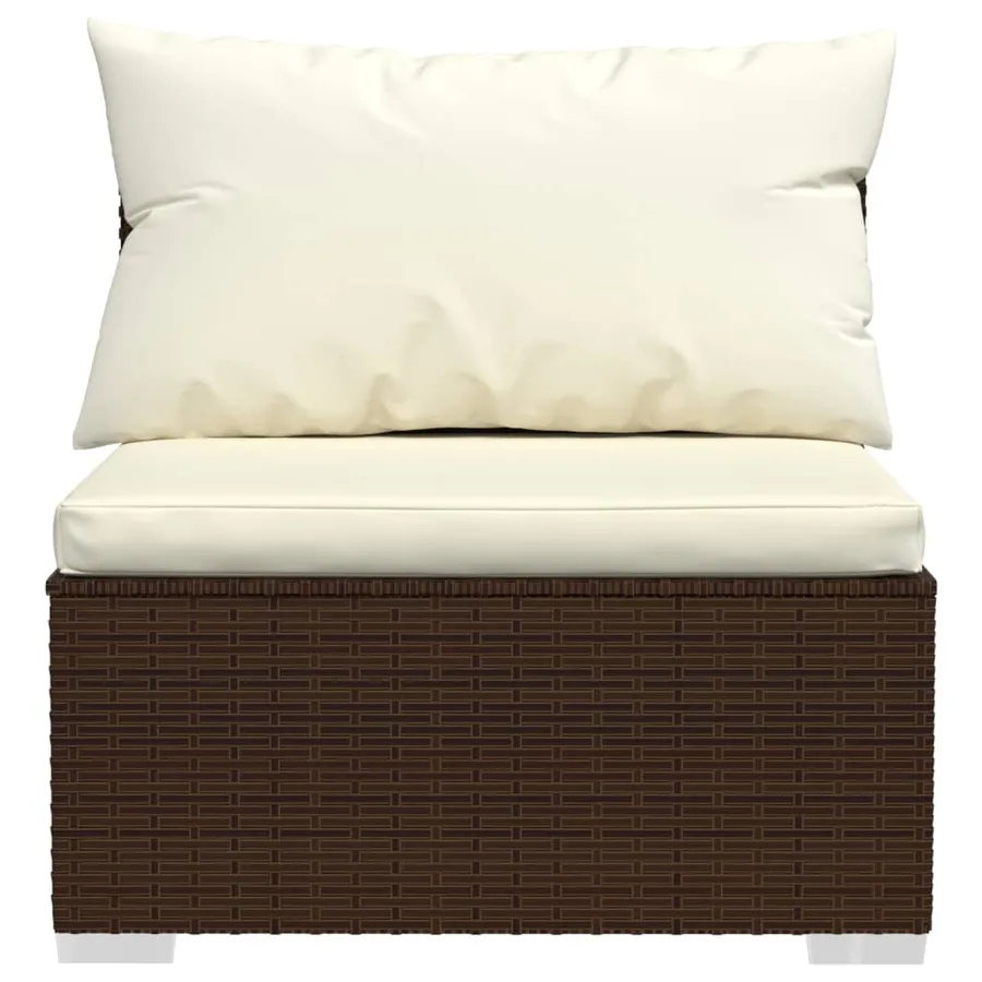 Salon de jardin 6 pcs avec coussins Résine tressée Marron - 5