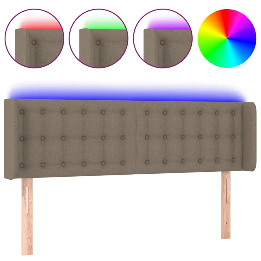 Tête de lit à LED Taupe 147x16x78/88 cm Tissu - 2
