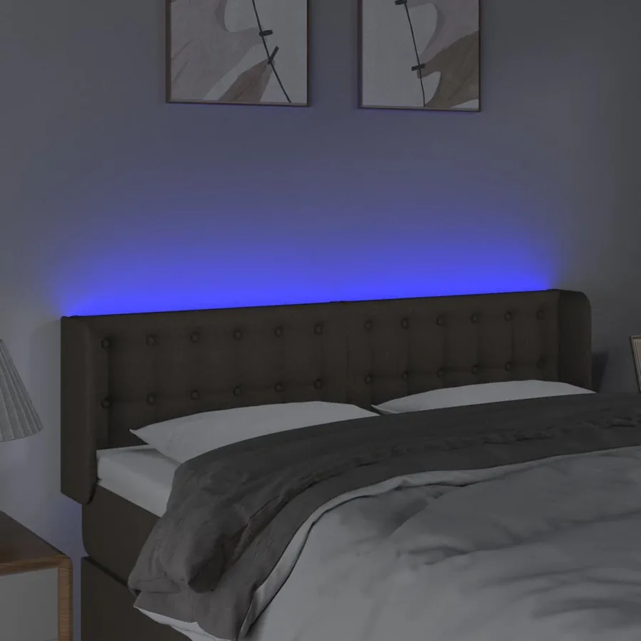 Tête de lit à LED Taupe 147x16x78/88 cm Tissu - 4