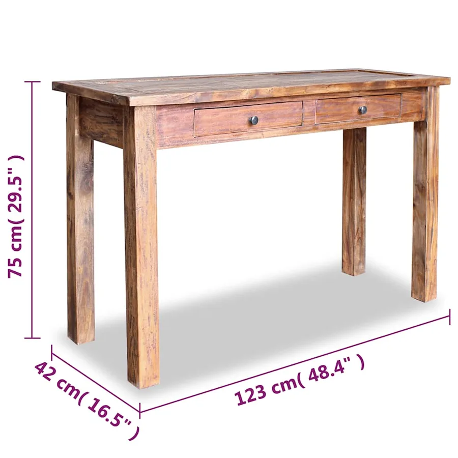 Table console bois d'acajou massif 123x42x75 cm - 5