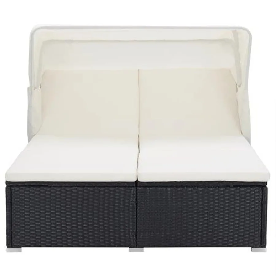 Transat à 2 places avec coussin Résine tressée Noir - 2