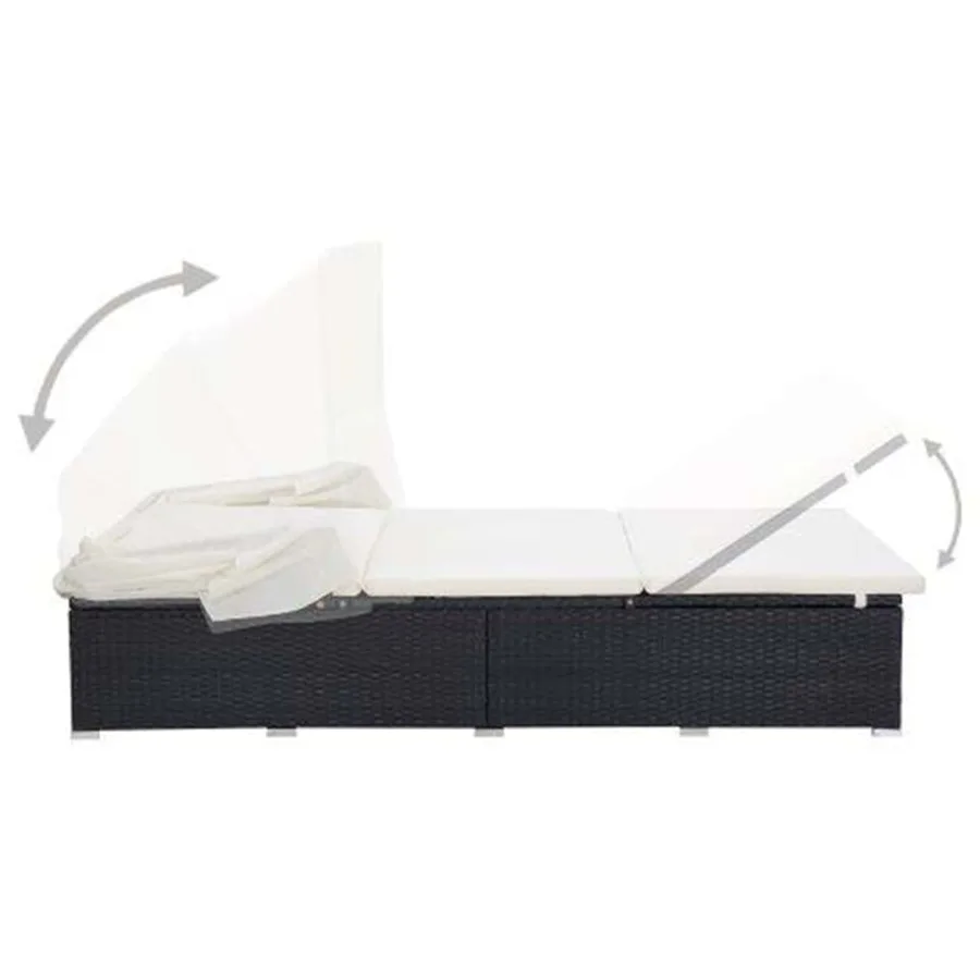 Transat à 2 places avec coussin Résine tressée Noir - 4