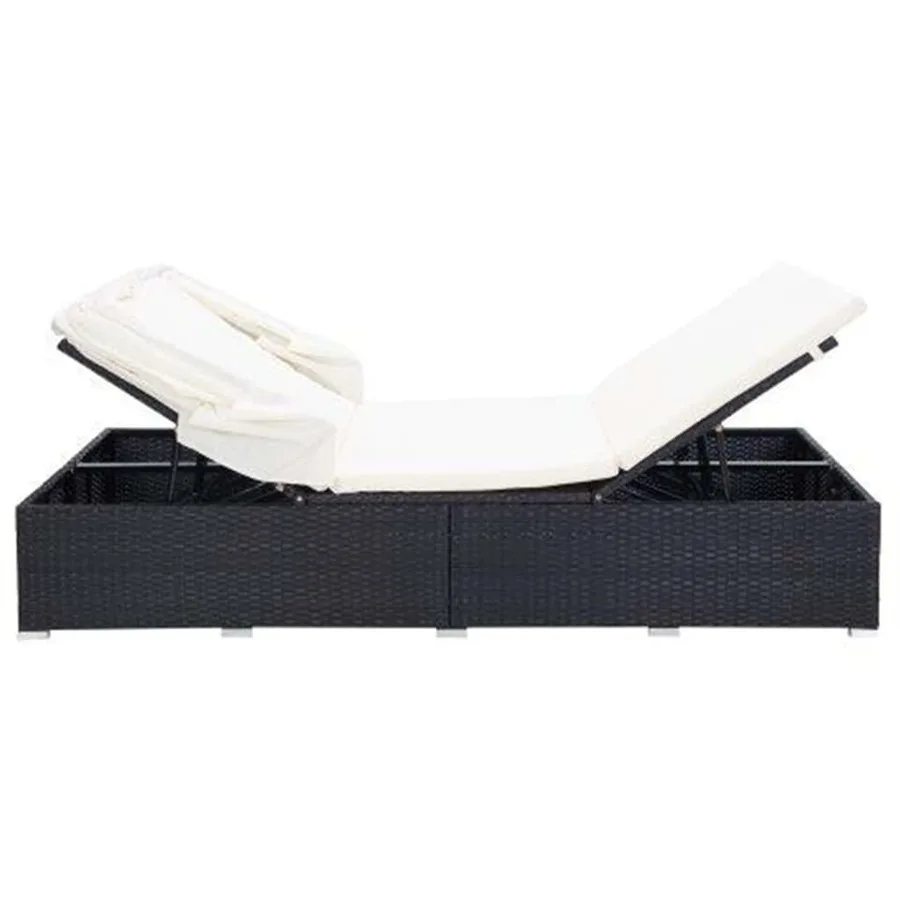 Transat à 2 places avec coussin Résine tressée Noir - 5