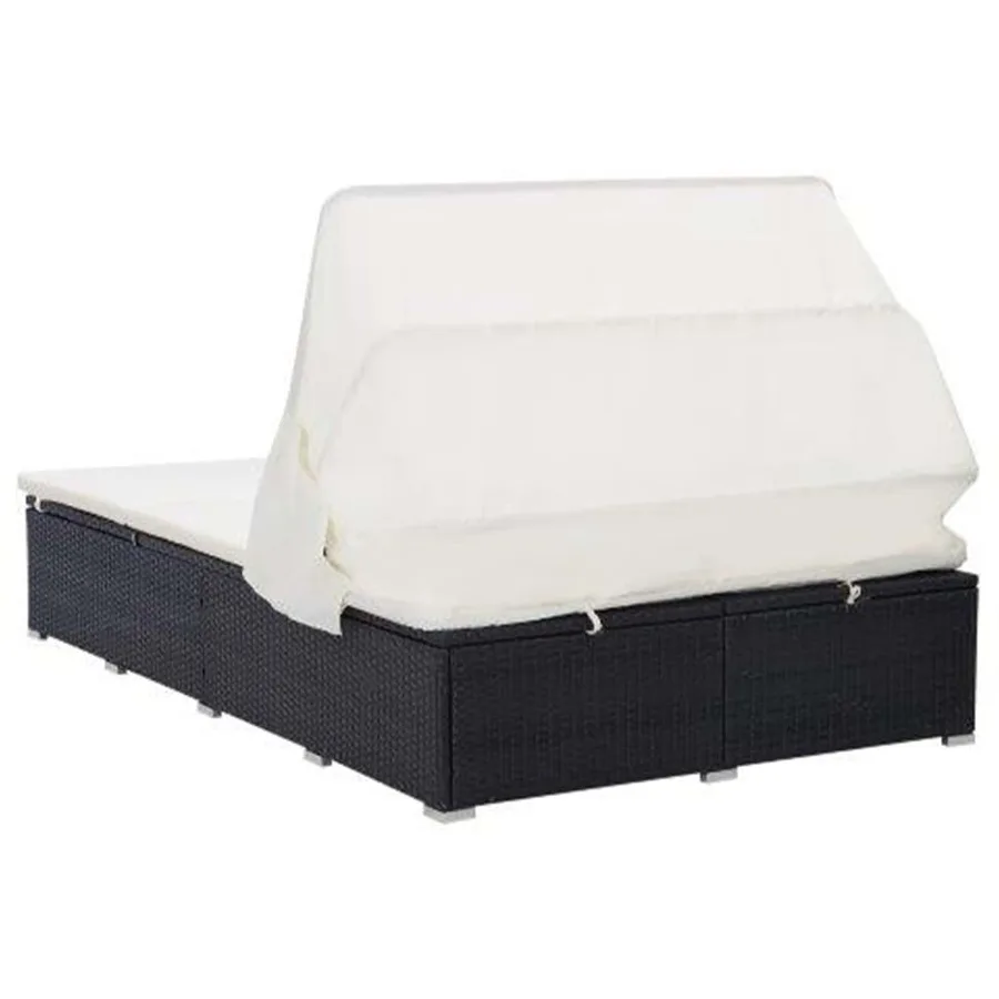 Transat à 2 places avec coussin Résine tressée Noir - 6