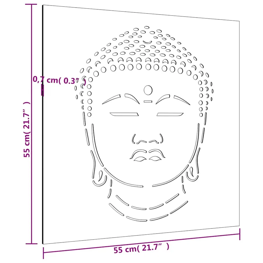 Décoration murale jardin 55x55 cm motif de tête de bouddha - 9