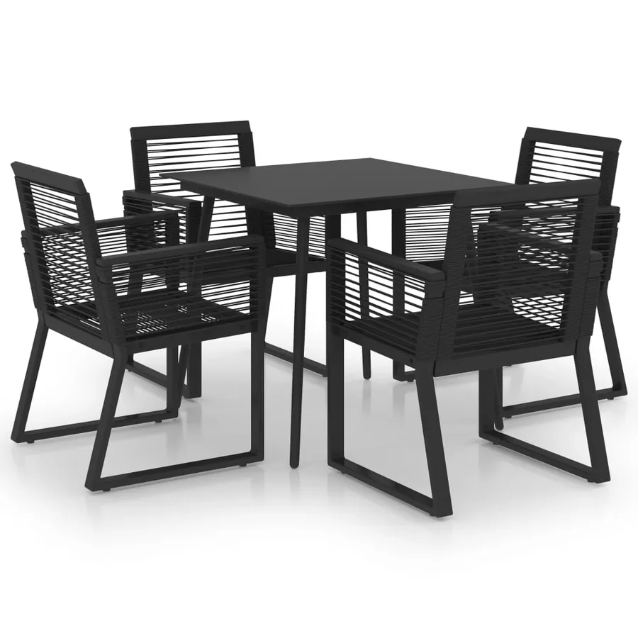 Ensemble à manger d'extérieur 5 pcs Rotin PVC Noir - 2