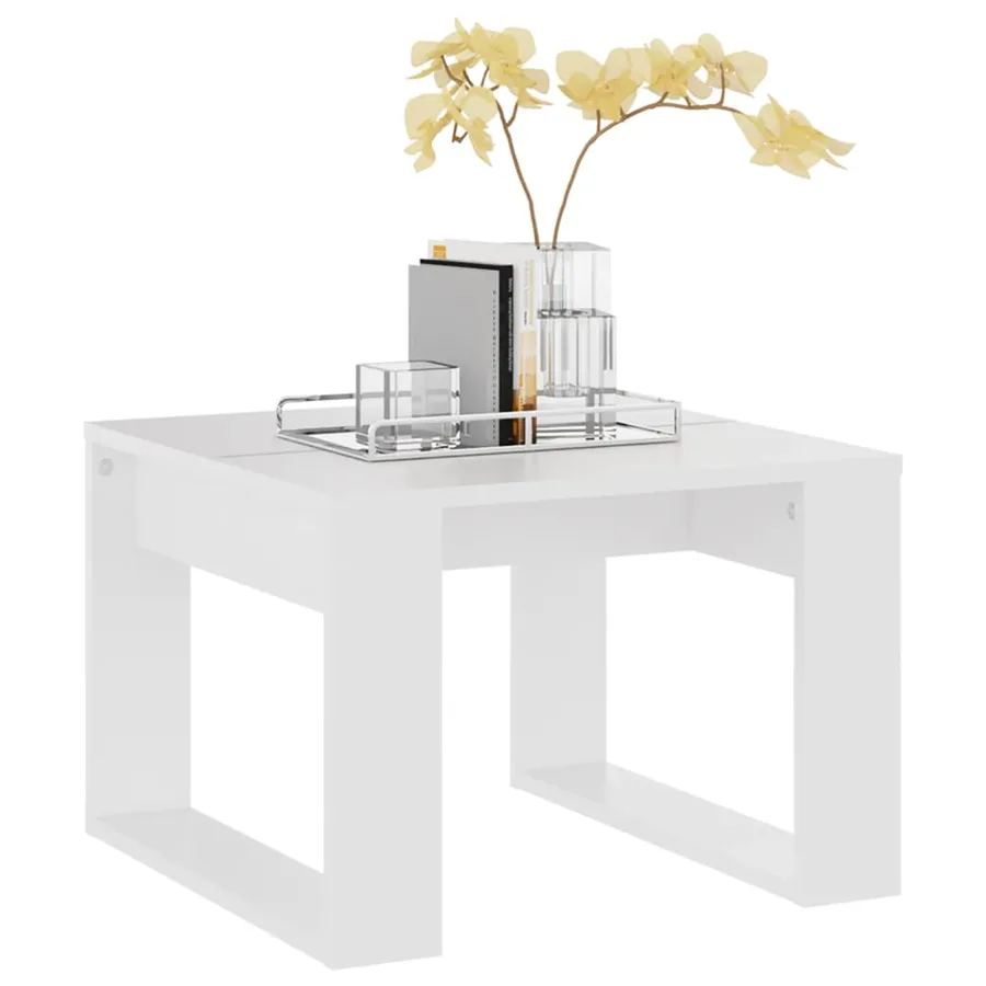 Table d'appoint Blanc 50x50x35 cm Bois d’ingénierie - 6