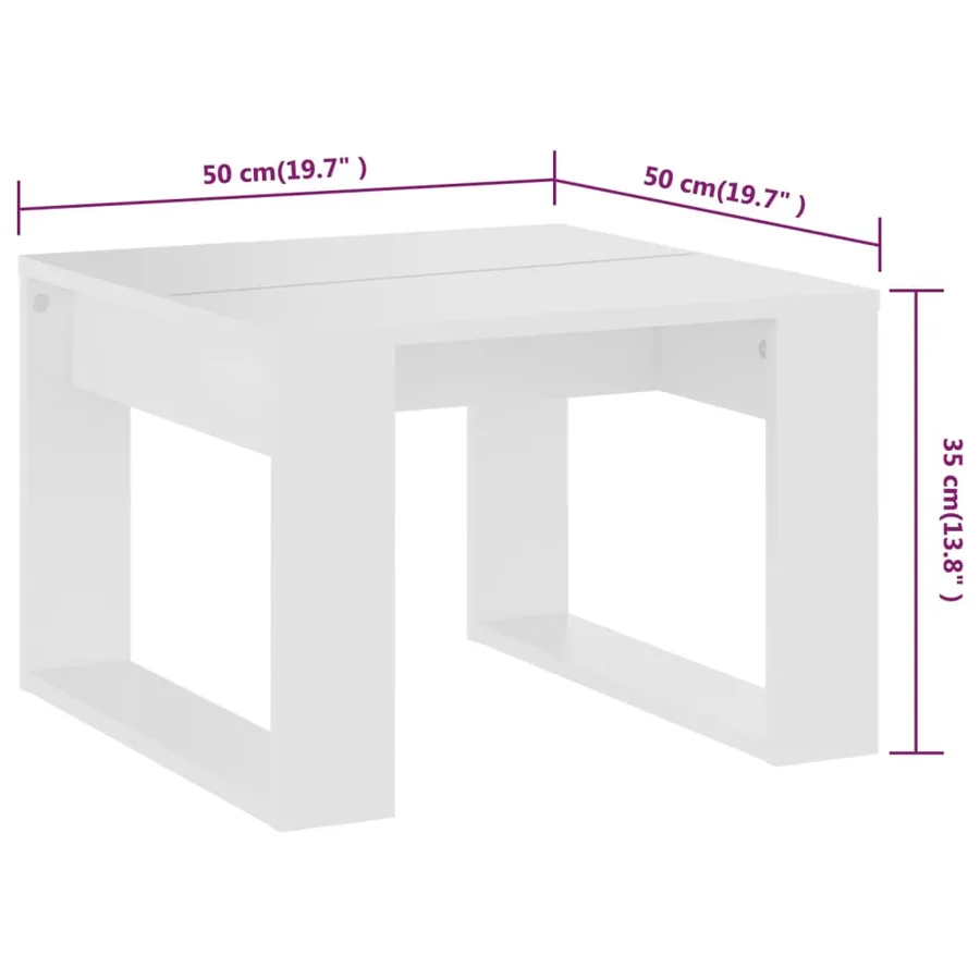 Table d'appoint Blanc 50x50x35 cm Bois d’ingénierie - 7