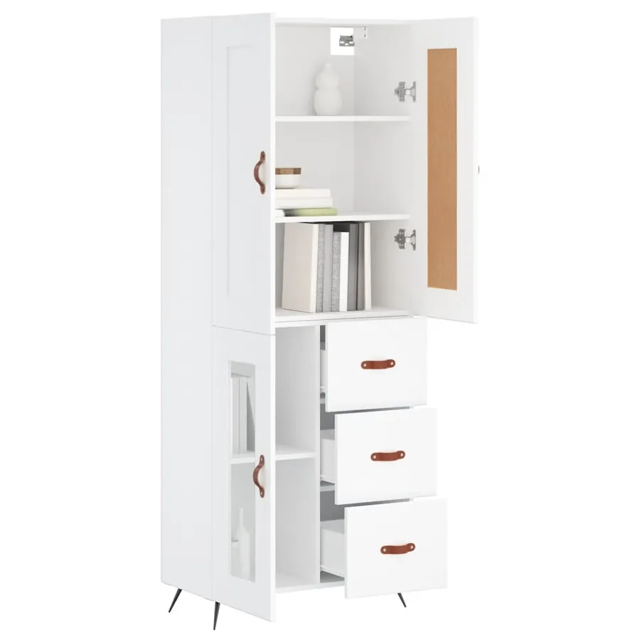 Buffet haut Blanc 69,5x34x180 cm Bois d'ingénierie - 12