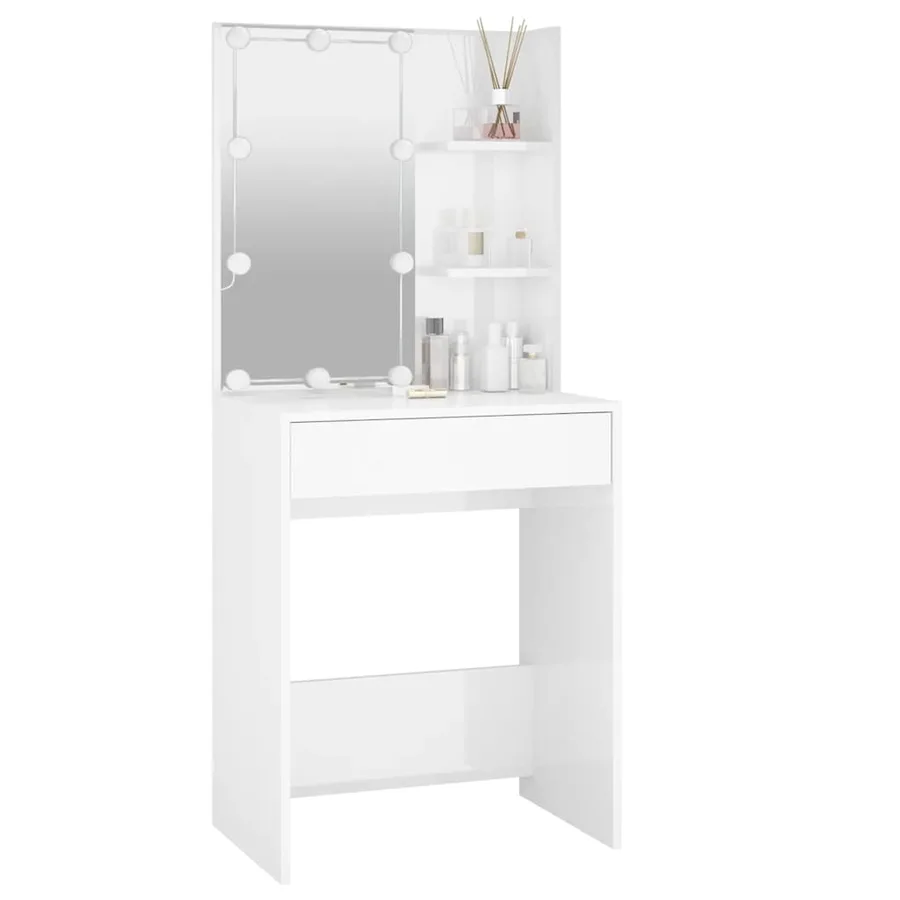 Coiffeuse avec LED Blanc brillant 60x40x140 cm - 12