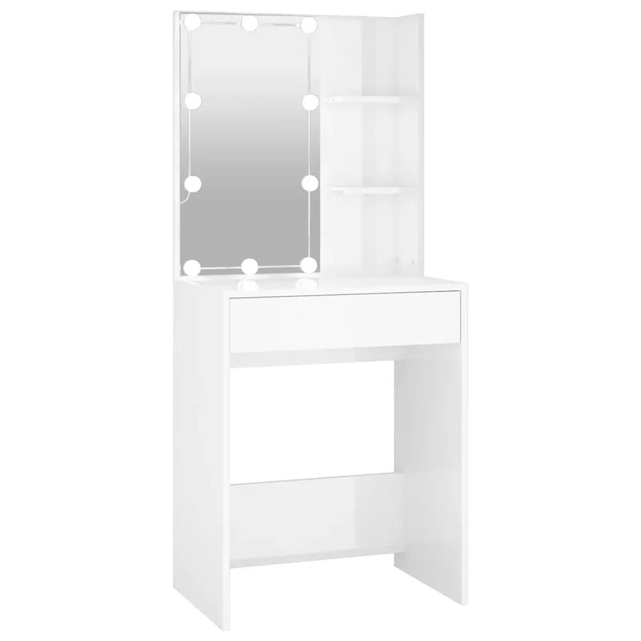 Coiffeuse avec LED Blanc brillant 60x40x140 cm - 2