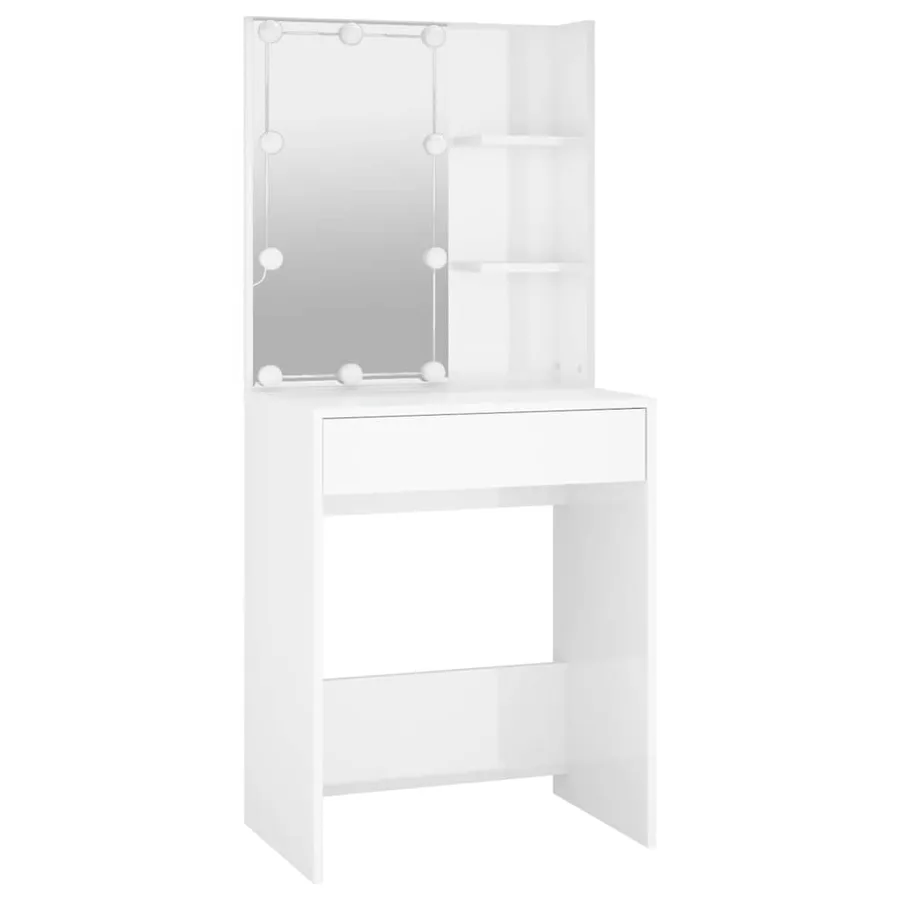 Coiffeuse avec LED Blanc brillant 60x40x140 cm - 3