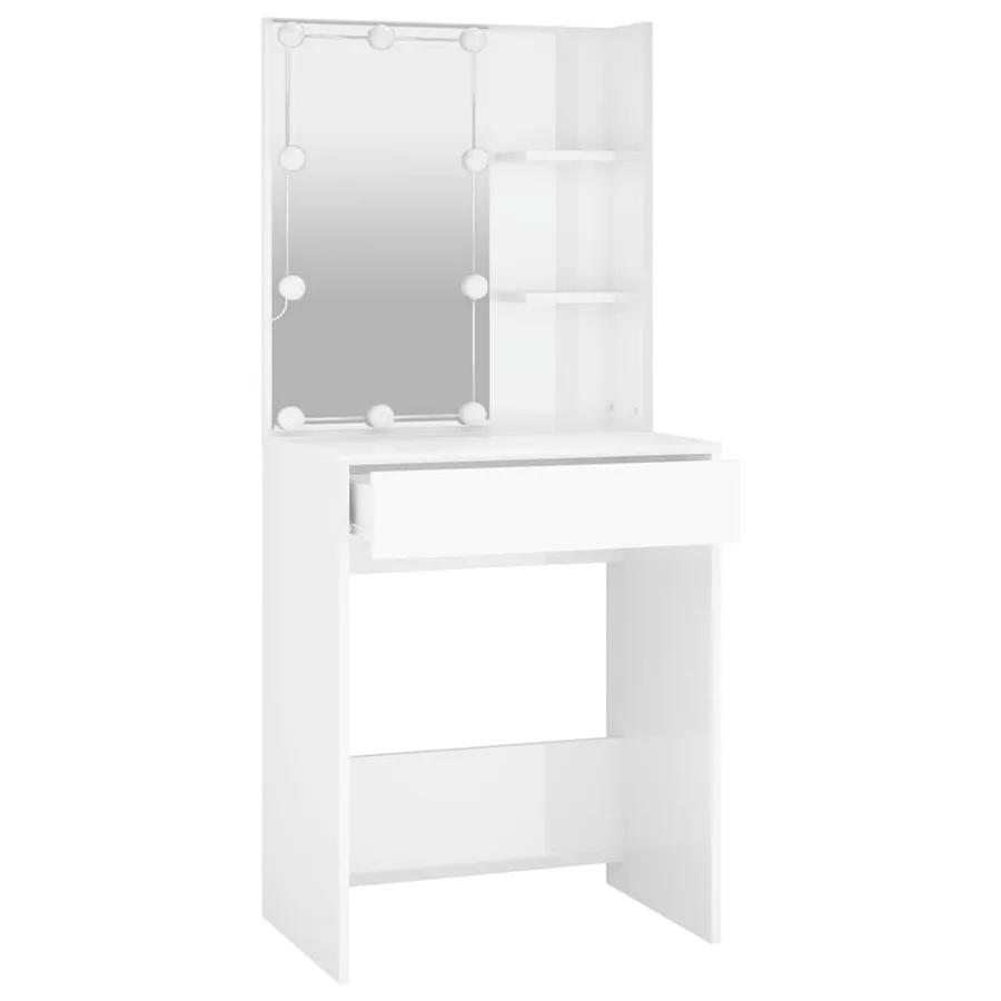 Coiffeuse avec LED Blanc brillant 60x40x140 cm - 4