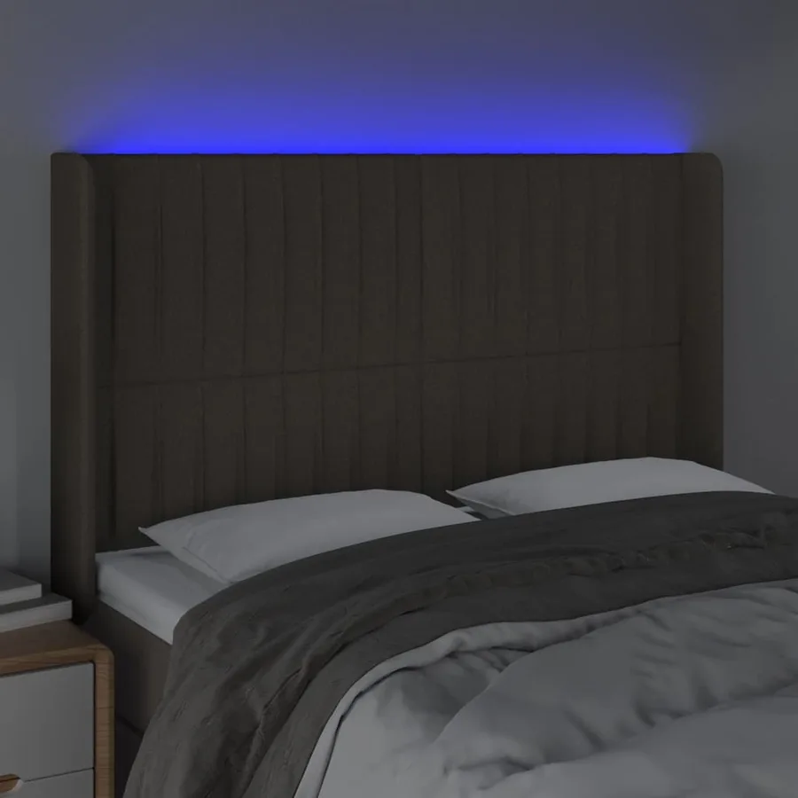 Tête de lit à LED Taupe 147x16x118/128 cm Tissu - 4