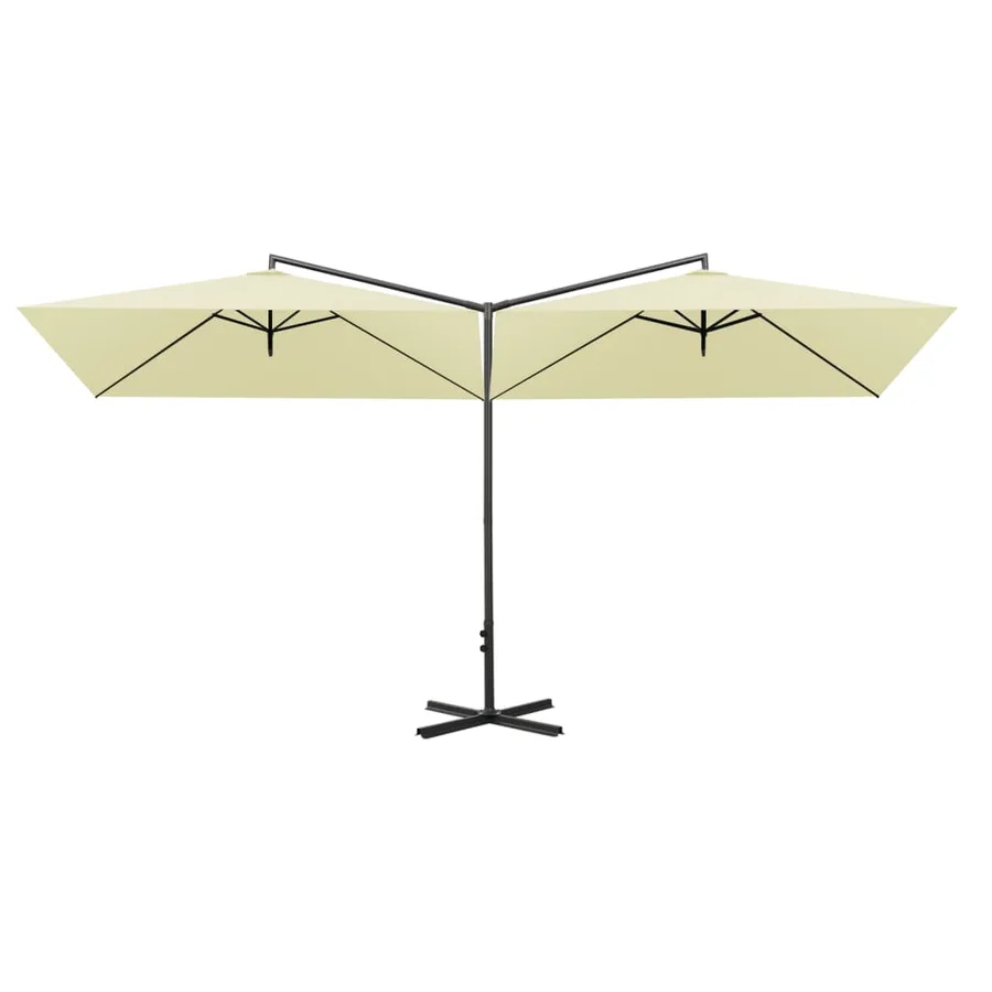 Parasol de jardin double avec mât en acier Sable 600x300 cm - 3