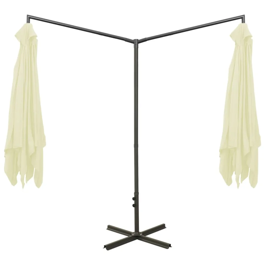 Parasol de jardin double avec mât en acier Sable 600x300 cm - 4