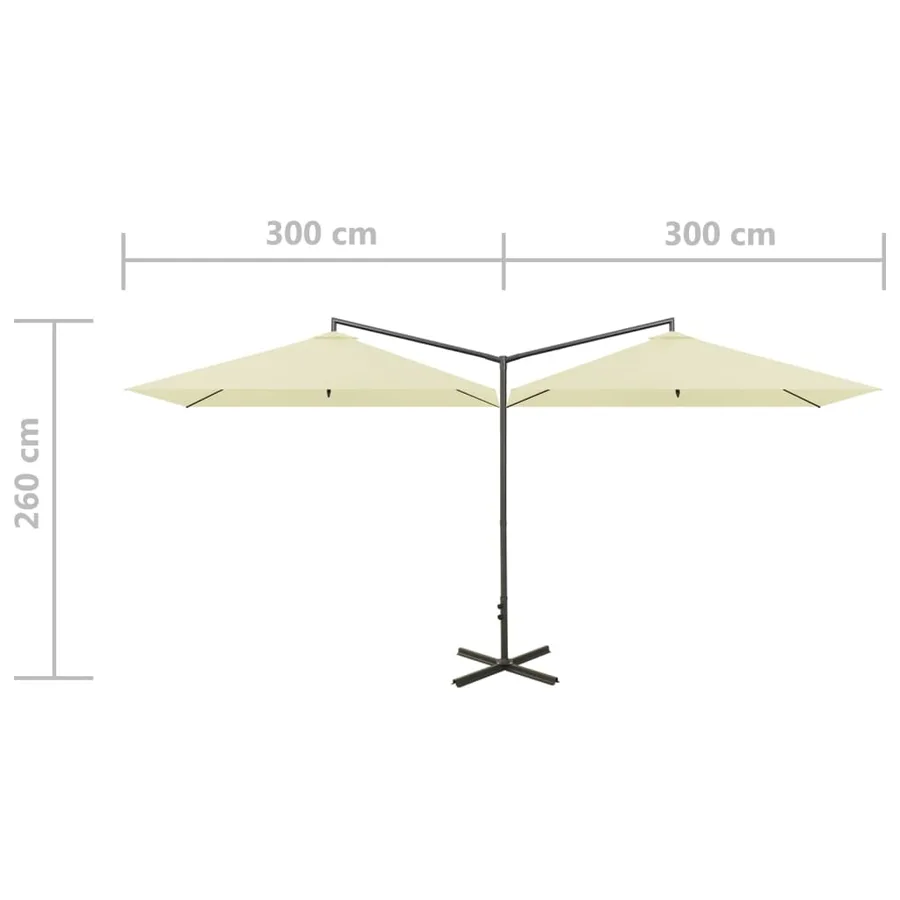 Parasol de jardin double avec mât en acier Sable 600x300 cm - 8